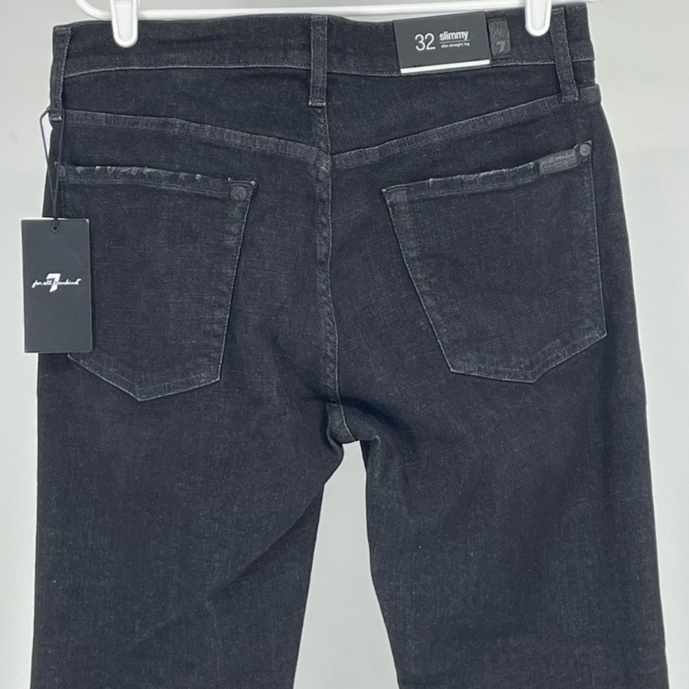 7 FOR ALL MANKIND NWT MEN’S SLIMMY SLIM STRAIGHT JEANS BLACK DISTRESSED 32 33 36 - Picture 5 of 15